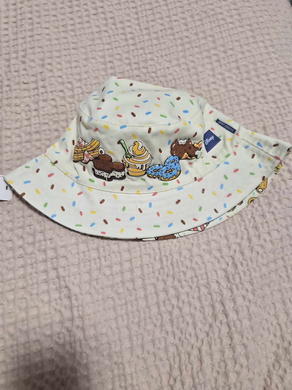 Disney Cream Bucket Hat with Colorful Sprinkle Print and Dessert Motifs
